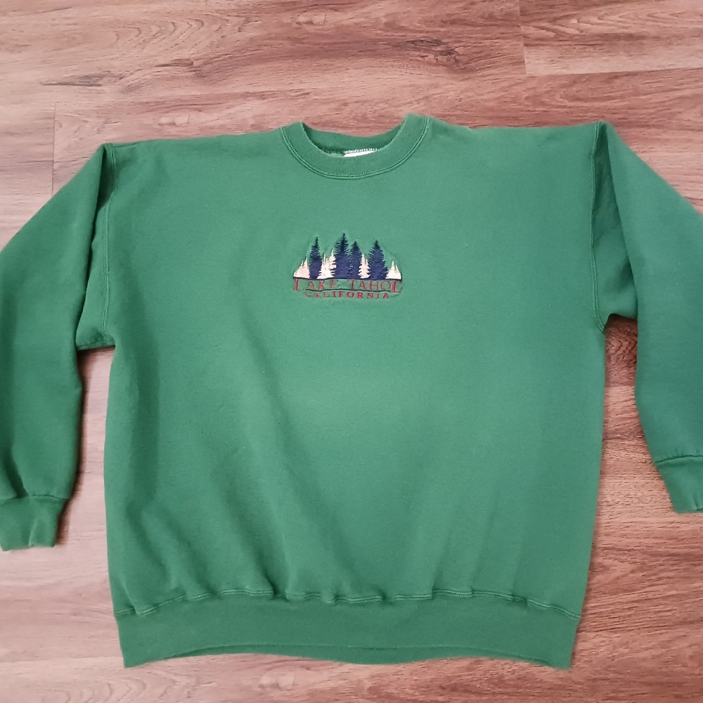 Vintage Hanes Ultimate Cotton Lake Tahoe California Sweatshirt Hunter Green XL